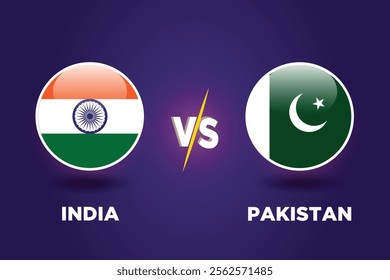 India VS Pakistan , cricket match concept. with rival flags of both teams in circular shape isolated on blue background.with editable EPS file.
IND vs PAK.