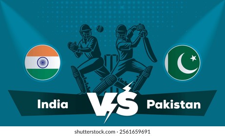 India VS Pakistan Match , Pakistan Vs India cricket match ,Cricket match concept with creative illustration
