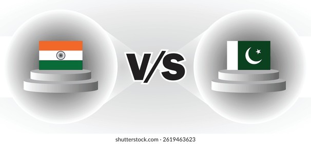 India Vs Pakistan Vector Art. India Vs Pakistan Concept Of Trade War Fight Or War On Border Between India And Pakistan. EPS Vector Illustration