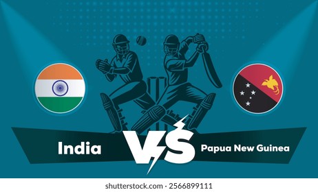 India VS Papua New Guinea , Papua New Guinea Vs India cricket match , Cricket match concept with creative illustration.eps