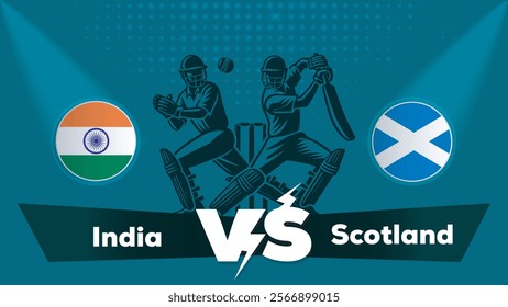 India VS Scotland , Scotland Vs India cricket match , Cricket match concept with creative illustration.eps