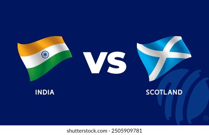 India VS Scotland International Cricket Flag Badge Design Template Vector Illustration.