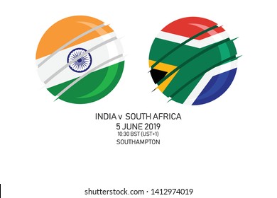 India Vs South Africa, 2019 Cricket Match, Vector Illustration