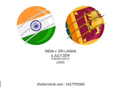 India vs Sri Lanka, 2019 Cricket Match, Vector illustration 