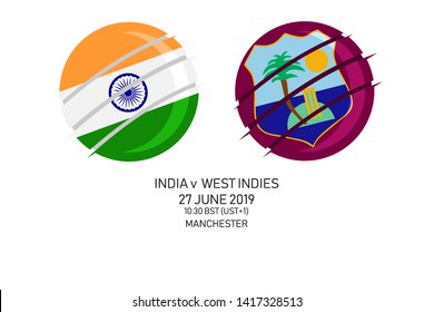 India Vs West Indies, 2019 Cricket Match, Vector Illustration 