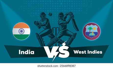 India VS West Indies , West Indies Vs India cricket match , Cricket match concept with creative illustration.eps