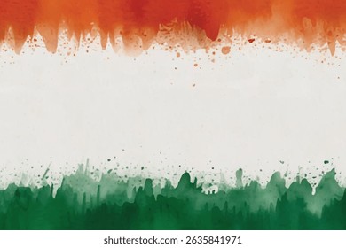 india watercolor greeting Tricolor, banner, independence day, republic day, design 15 august, 26 january, brush, stroke, print, hand-drawn, grunge, splash, poster,