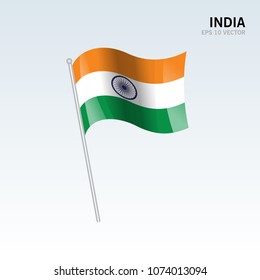 India waving flag isolated on gray background