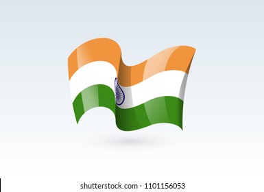 india waving flag vector icon, national symbol. Flag of india, fluttered in the wind - vector illustration isolated on white background.