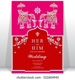 India wedding card, Gold pattern and crystals color.