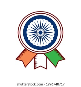 icono aislado de la rueda y la bandera de india