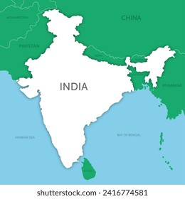 India white map colorful paper cut style