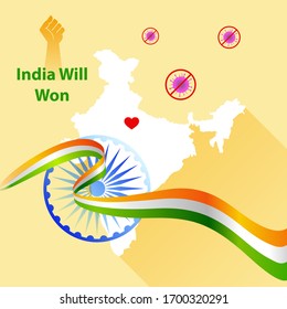 India will won against Covid-19 conceptual vector graphic. India is fighting with ncov-2019. India against Novel Coronavirus.