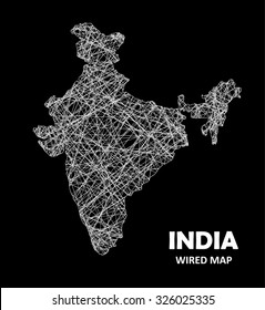 INDIA Wired Map - Transportation / Communication Concept 