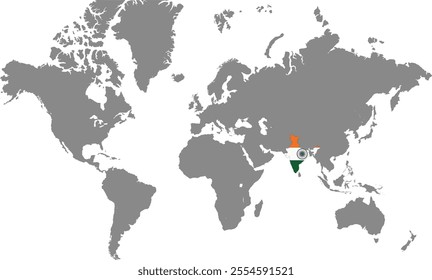 India in World Map, World Map, Geographic Map, India map, India Border line, Asia, Africa, Europe, North America, South America, Australia Oceania