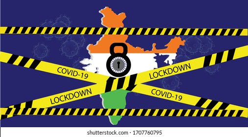  India and world wise lockdown due to coronavirus crisis covid-19 disease. India and world wise  announce movement control order emergency state restrictions to combat the spread of the virus.