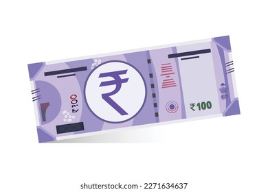 Indian 100 rupee currency note vector illustration