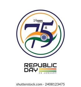 Indian 75th republic day logo greeting 