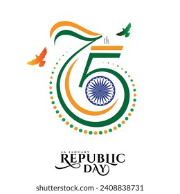 Saludo del logo del 75° día de la república india 