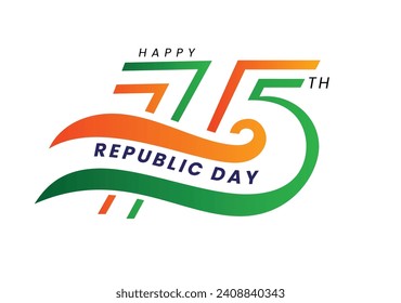 Indian 75th republic day logo greeting 