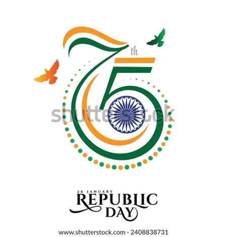 Indian 75th republic day logo greeting 