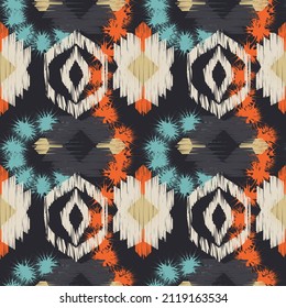 Indian abstract ikat ogee pattern.Boho and gypsy style. Ethnic paisley ornament. Can be used for wallpapers, gift wrap, textile, duvets and linens