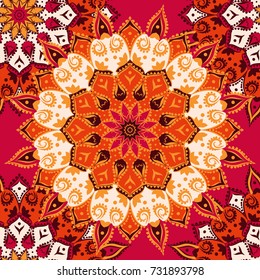 Indian abstract mandala pattern.Boho and gypsy style. Ethnic ornament. Hand - drawn background.