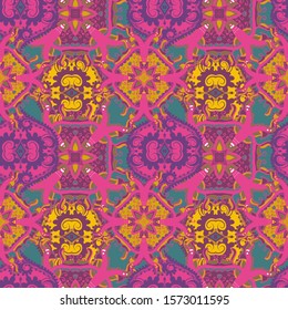 Indian abstract medallion pattern.Boho and gypsy style. Ethnic paisley ornament. Can be used for wallpapers, gift wrap, textile, duvets and linens