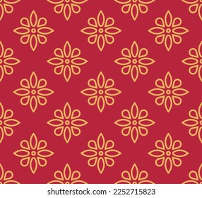 Indian abstract seamless pattern with linear geometric petals of flowers vector illustration