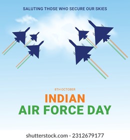 Indian Air Force Day celebration design. vector illustration