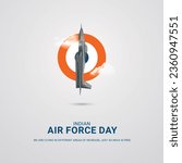 Indian air force day. Air force day creative design for banner, poster 3D Illustration.