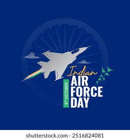 Día de la Fuerza Aérea de la India, Día de la Fuerza Aérea Anuncio creativo logotipo de fondo Web Ilustración vectorial de diseño de redes sociales aislado.