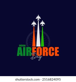 Día de la Fuerza Aérea de la India, Día de la Fuerza Aérea Anuncio creativo logotipo de fondo Web Ilustración vectorial de diseño de redes sociales aislado.