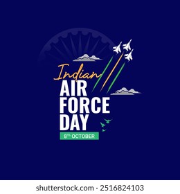 Día de la Fuerza Aérea de la India, Día de la Fuerza Aérea Anuncio creativo logotipo de fondo Web Ilustración vectorial de diseño de redes sociales aislado.