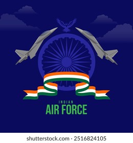 Indian Air Force Day, Air Force Day creative banner poster logo background web social media design vector illustration isolated.