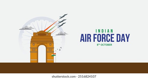 Indian Air Force Day, Air Force Day creative banner poster logo background web social media design vector illustration isolated.