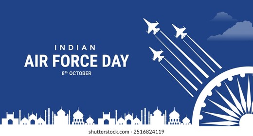 Indian Air Force Day, Air Force Day creative banner poster logo background web social media design vector illustration isolated.