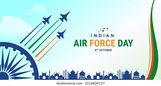 Indian Air Force Day, Air Force Day criativo banner poster logo fundo web social media design vetor ilustração isolado.