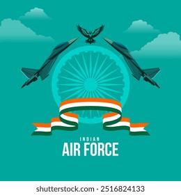 Indian Air Force Day, Air Force Day creative banner poster logo background web social media design vector illustration isolated.