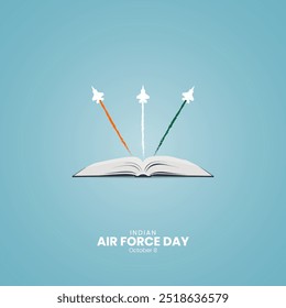 Dia da Força Aérea Indiana. Conceito criativo do dia da força aérea. Design de dia da Índia para banner, cartaz, Ilustração 3D.