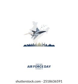 Dia da Força Aérea Indiana. Conceito criativo do dia da força aérea. Design de dia da Índia para banner, cartaz, Ilustração 3D.