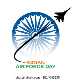 Indian Air Force Day With Fighter Plane ,vector Illustration.