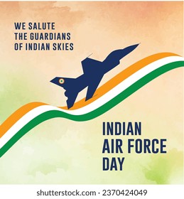 Día de la Fuerza Aérea India. Plantilla de diseño de vectores Bg con bandera india