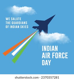 Indian Air Force Day, October 8th. Blue Sky Clouds Background