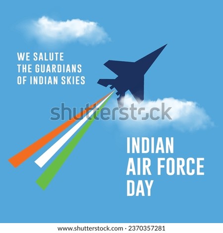 Indian Air Force Day, October 8th. Blue Sky Clouds Background