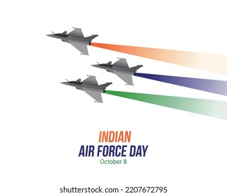 Ilustración vectorial del Día de la Fuerza Aérea India observada el 8 de octubre. 
