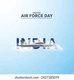 Indian air force day.India Air force creative design for banner, poster 3D Illustration.