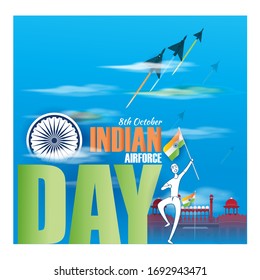 Indian air force day-vector illustration of Indian jet air shows on abstract background