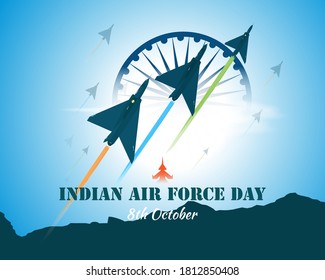 Indian Air Force Day-vector Illustration Of Indian Jet Air Shows On Abstract Background