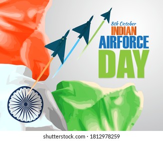 Indian air force day-vector illustration of Indian jet air shows on abstract background